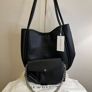 NWT NewBella Black Diana 2pc Hobo / Shoulder Bag Set
